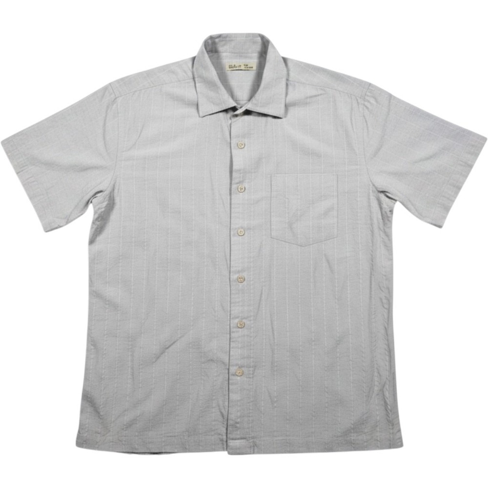 Batik Bay polo Mens Large Gray Textured Short Sleeve Button Up Lightweight - Picture 1 of 8